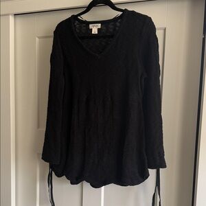 Style & Co Black Long Sleeve Knit Top